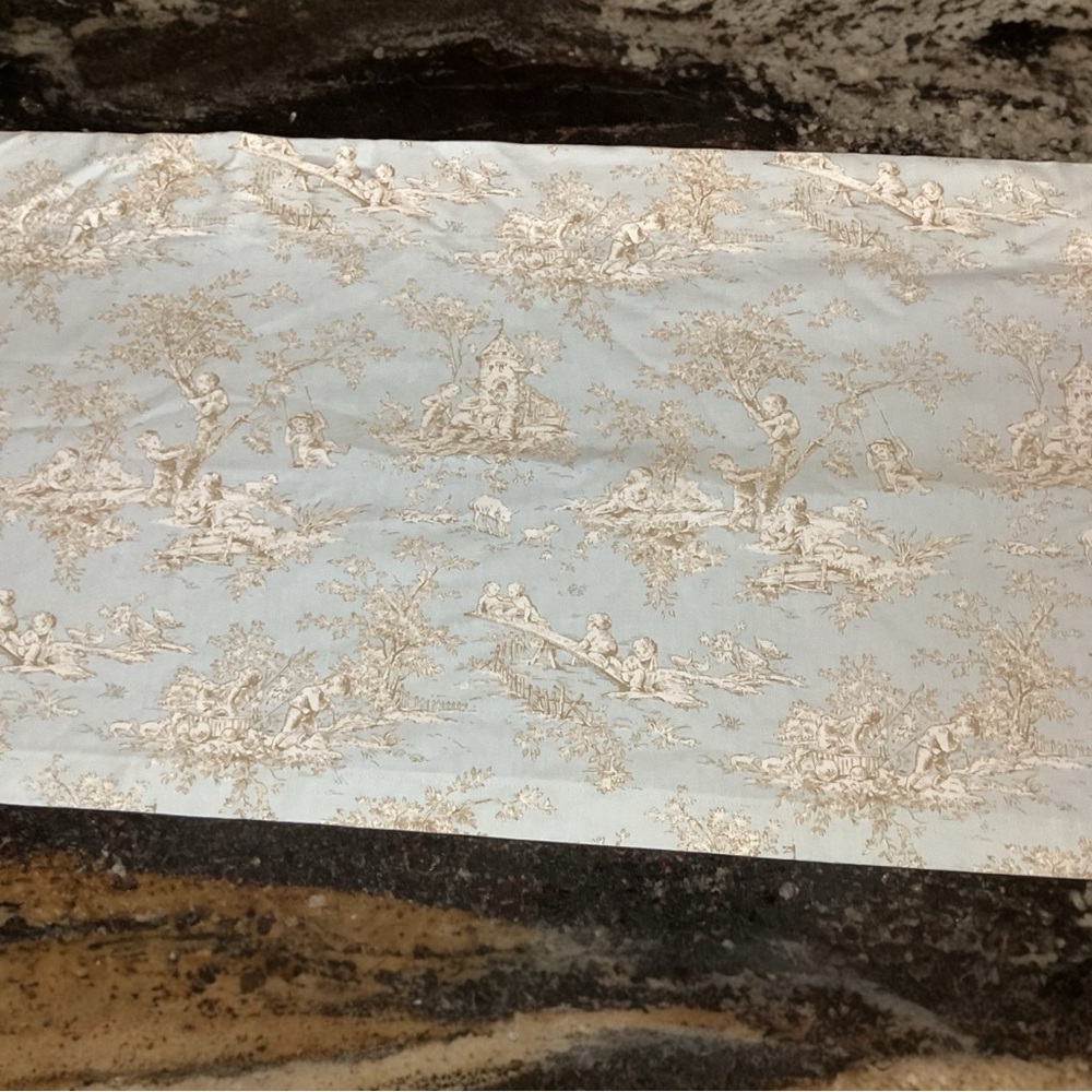 Blue Toile Victorian Children Print Window Valance 102” X 16.5